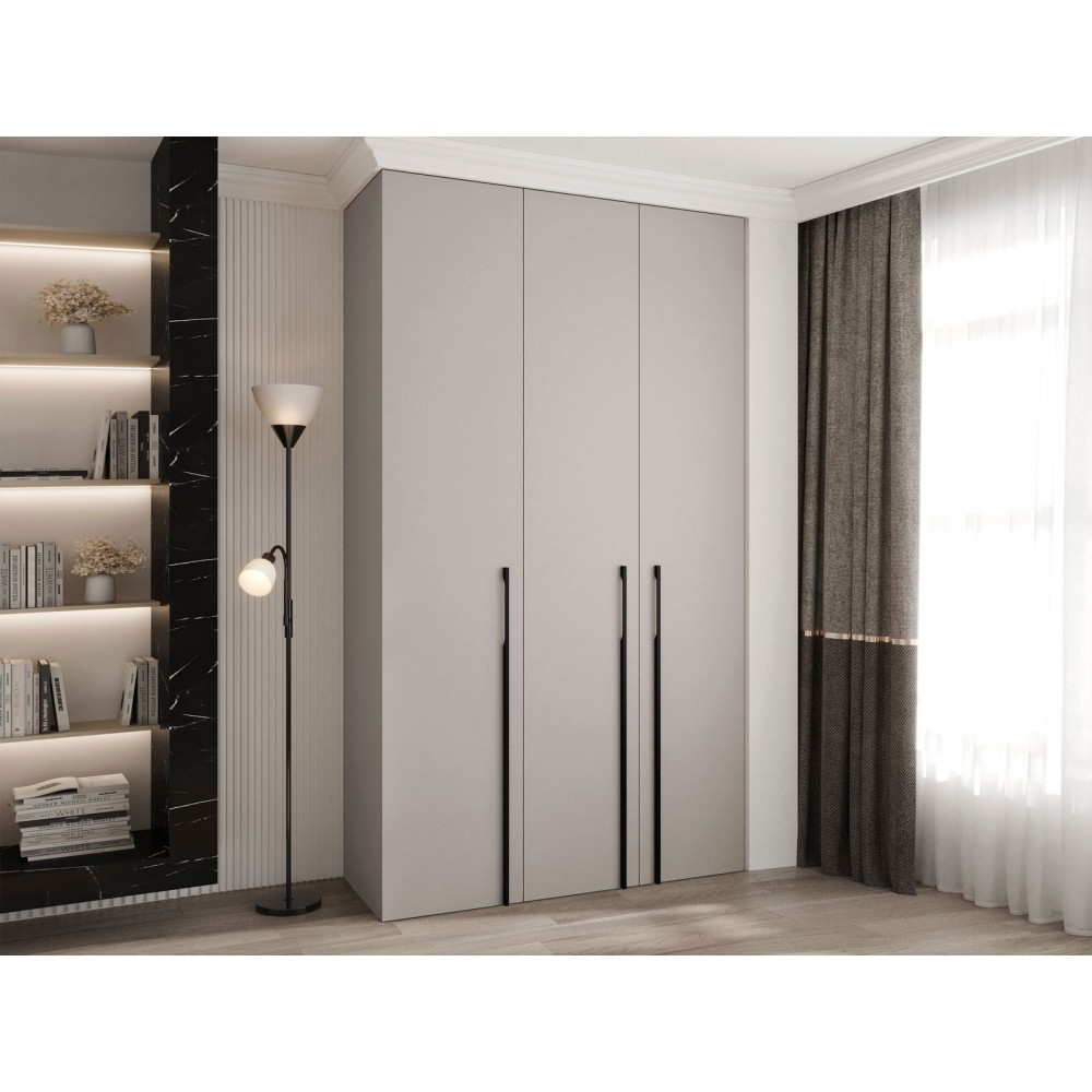 Ντουλάπα Como III 140 Τρίφυλλη-Cashmere - Μαύρο