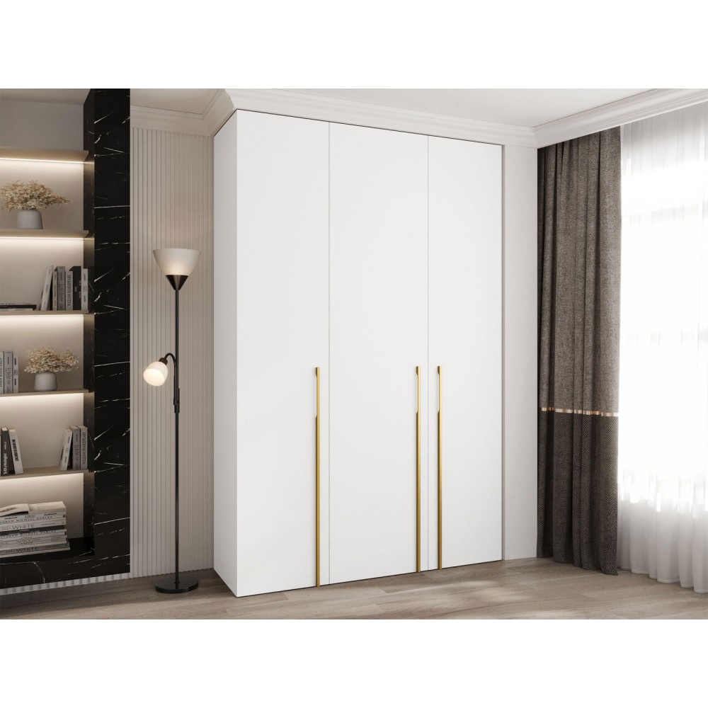 Ντουλάπα Como III 160 Τρίφυλλη-Λευκό - Χρυσό