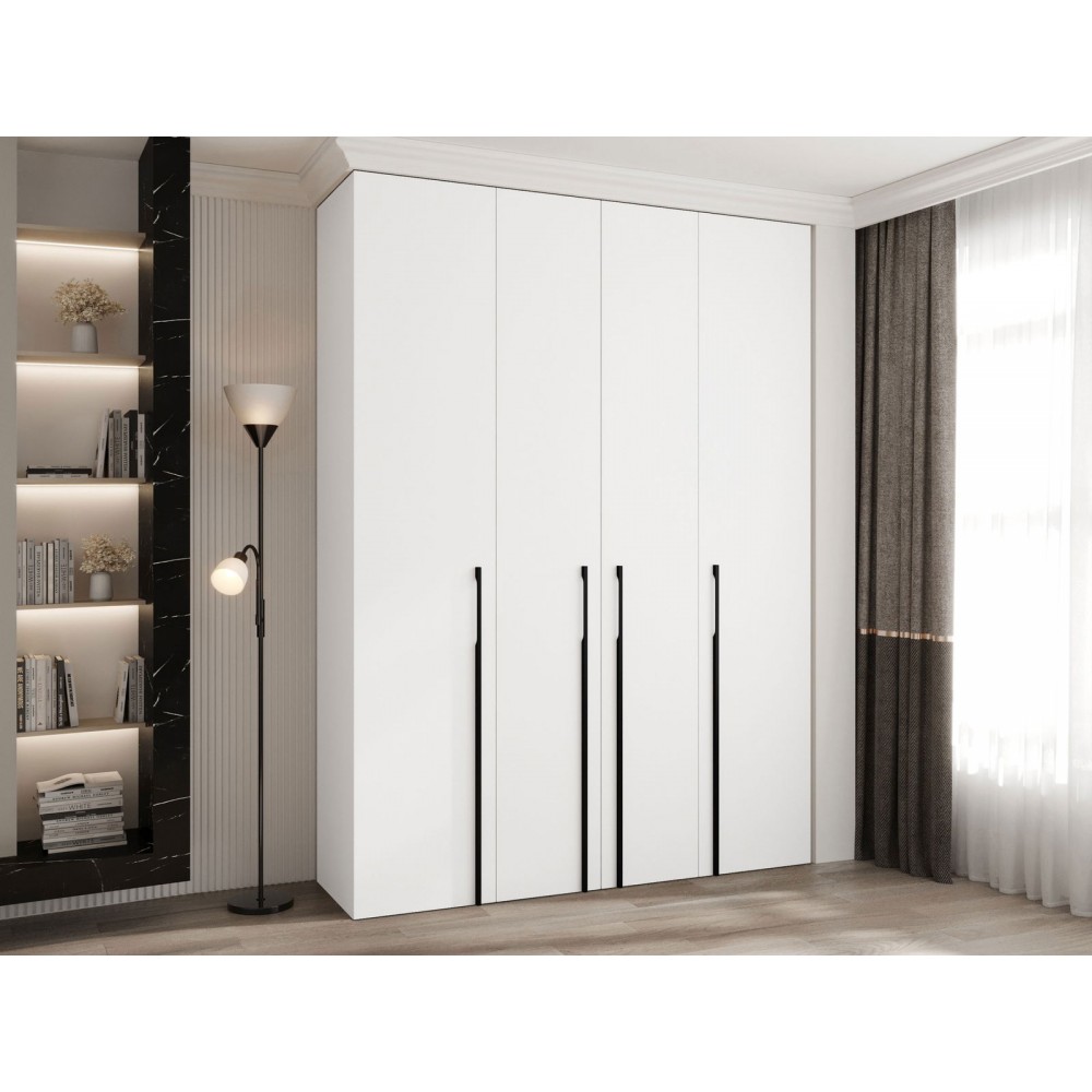 Ντουλάπα Como III 180 Τετράφυλλη-Λευκό - Μαύρο