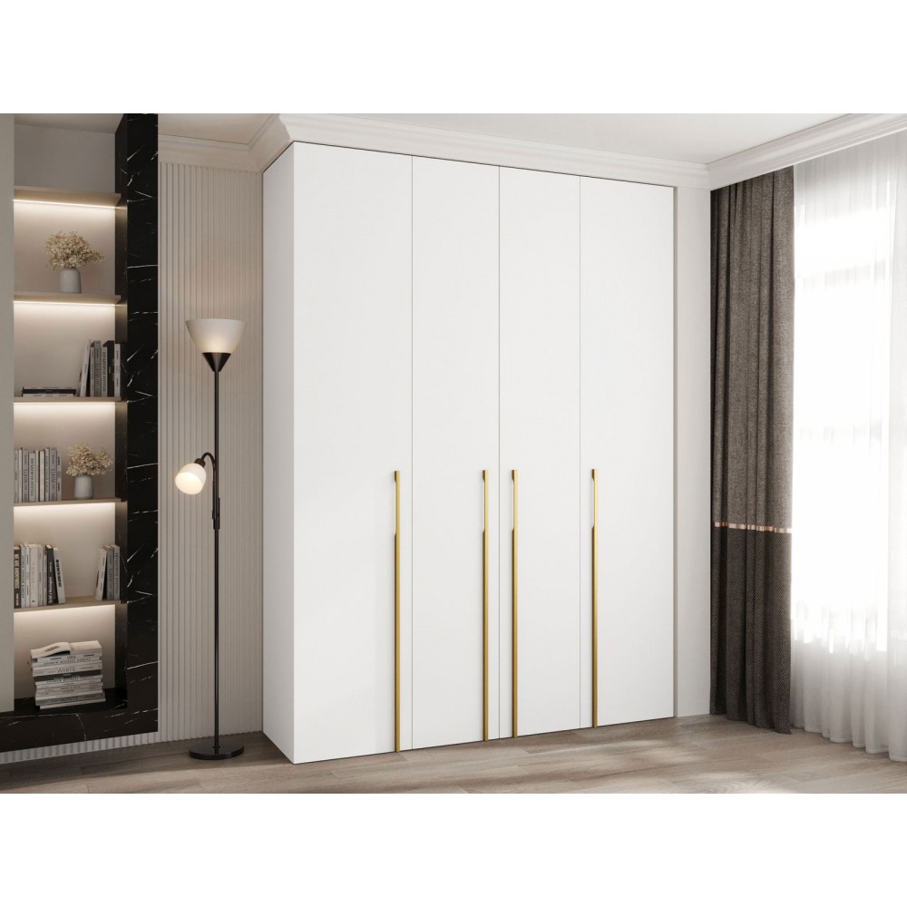 Ντουλάπα Como III 180 Τετράφυλλη-Λευκό - Χρυσό