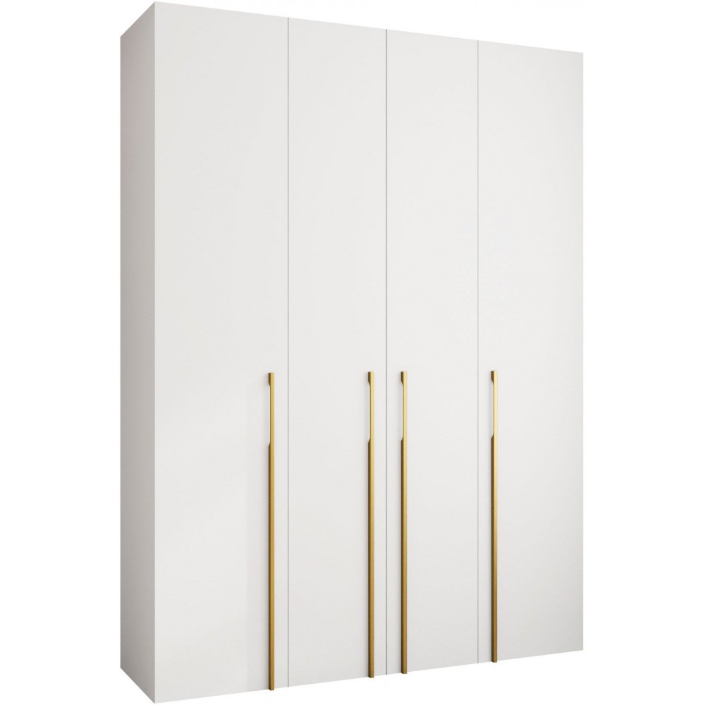 Ντουλάπα Como III 180 Τετράφυλλη-Λευκό - Χρυσό