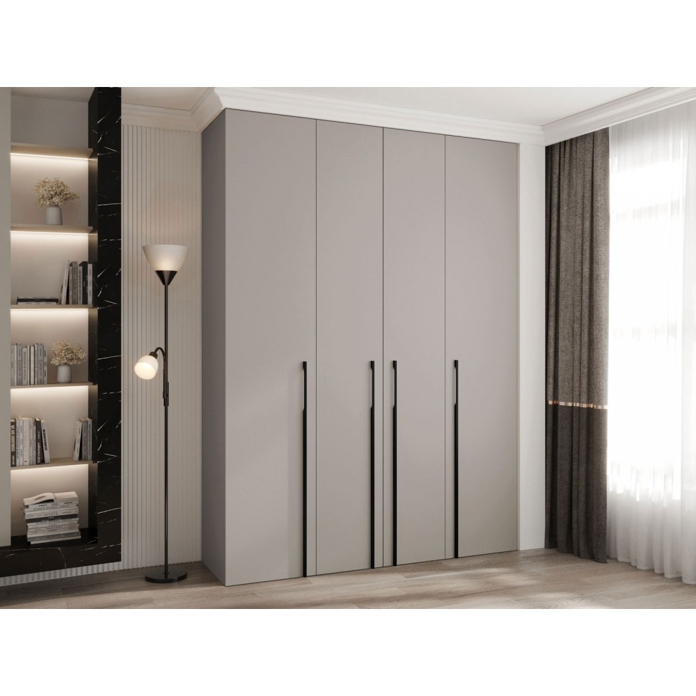 Ντουλάπα Como III 180 Τετράφυλλη-Cashmere - Μαύρο