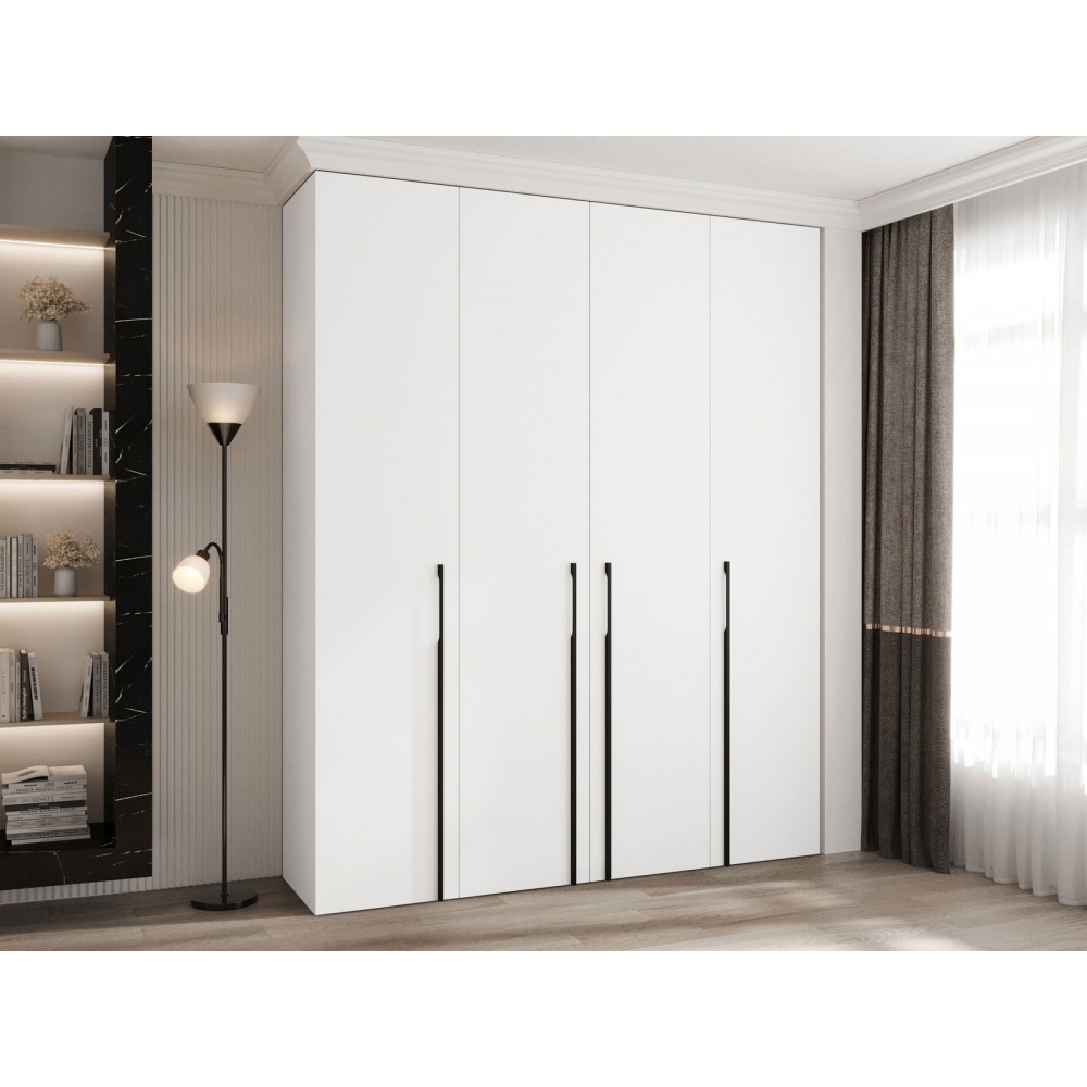 Ντουλάπα Como III 200 Τετράφυλλη-Λευκό - Μαύρο