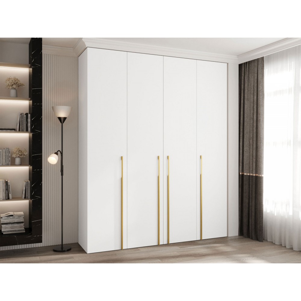 Ντουλάπα Como III 200 Τετράφυλλη-Λευκό - Χρυσό