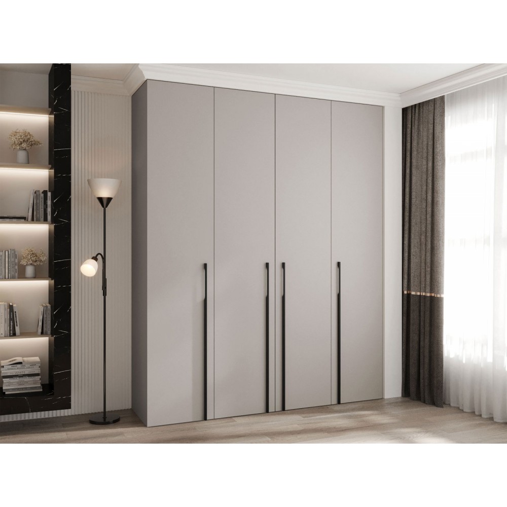 Ντουλάπα Como III 200 Τετράφυλλη-Cashmere - Μαύρο