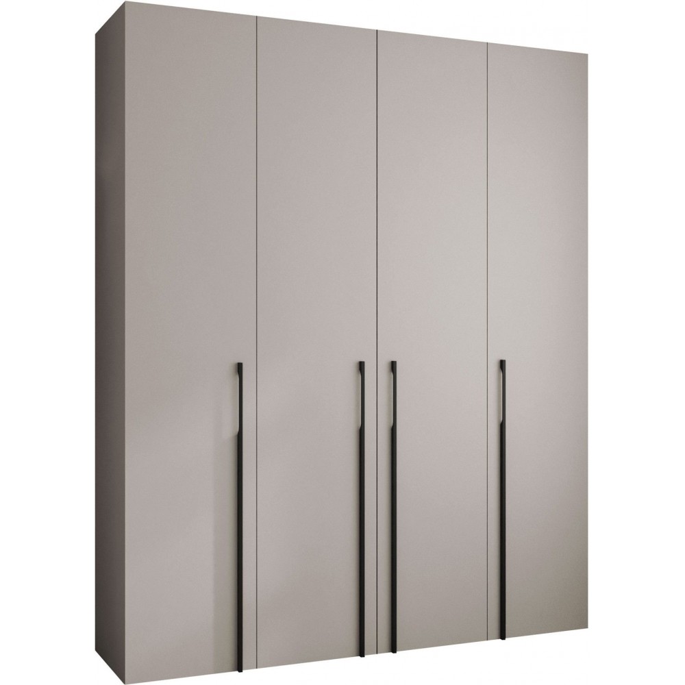 Ντουλάπα Como III 200 Τετράφυλλη-Cashmere - Μαύρο