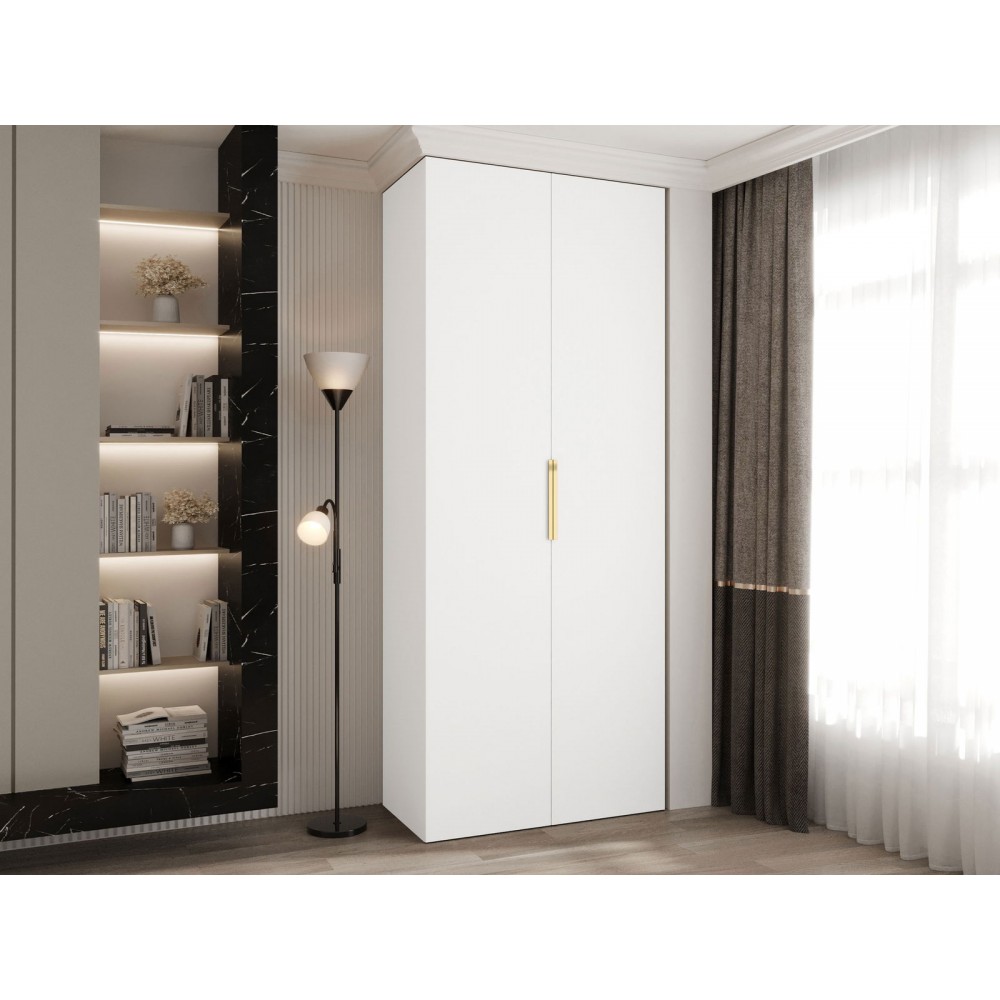 Ντουλάπα Como IV-Λευκό - Χρυσό-Μήκος: 100εκ