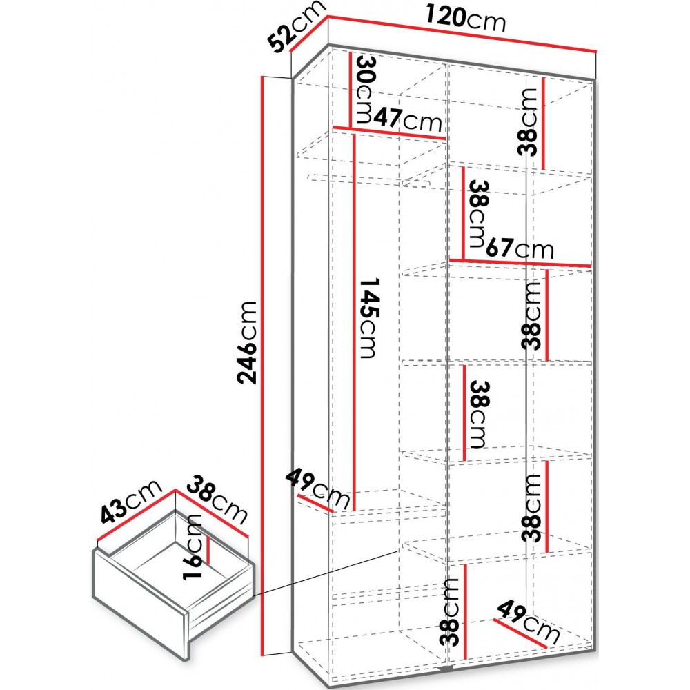 Ντουλάπα Como IV-Cashmere - Χρυσό-Μήκος: 120εκ