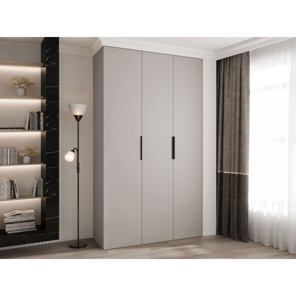 Ντουλάπα Como IV 140 Τρίφυλλη-Cashmere - Μαύρο