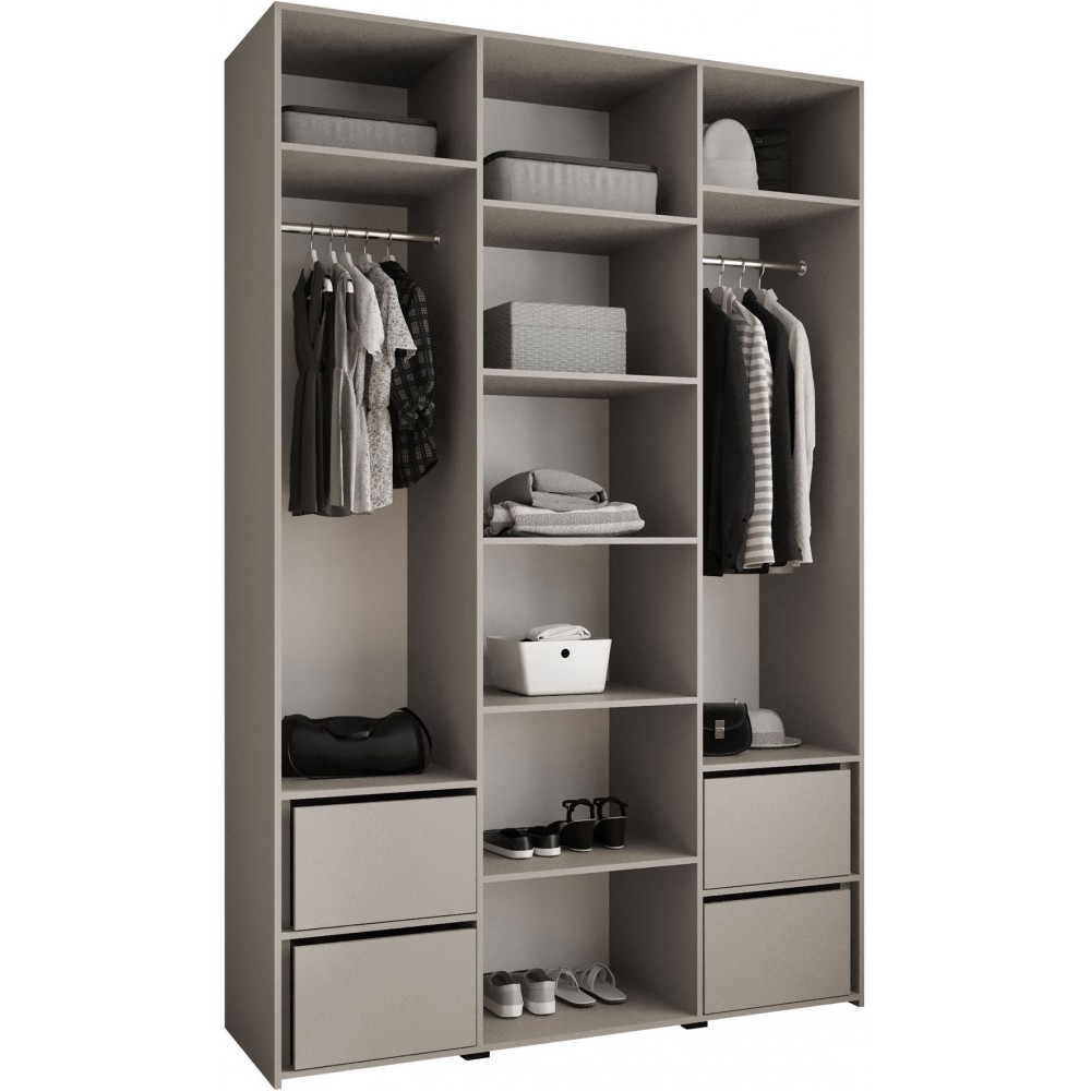 Ντουλάπα Como IV 160 Τρίφυλλη-Cashmere - Μαύρο