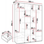 Ντουλάπα Como IV 180 Τετράφυλλη-Λευκό - Μαύρο