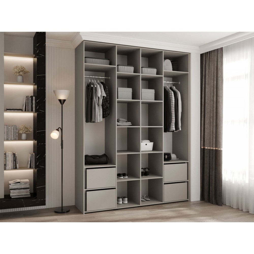 Ντουλάπα Como IV 180 Τετράφυλλη-Cashmere - Χρυσό