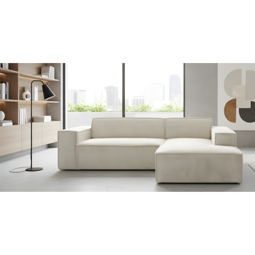 Γωνιακός καναπές Fubu-Εκρού-Δεξιά