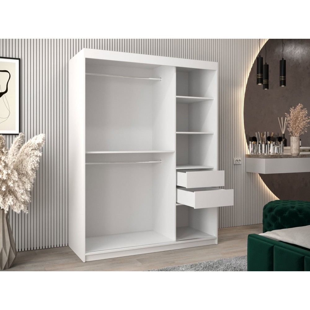 Ντουλάπα Flutes 150 Συρόμενη-Λευκό 150x62x200