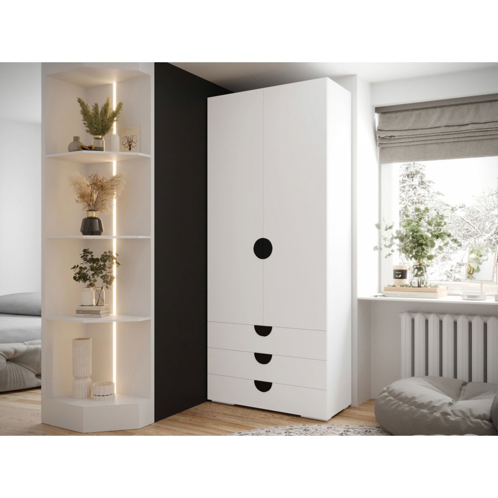 Ντουλάπα Inova IV 2D3SZ Δίφυλλη-Λευκό - Μαύρο