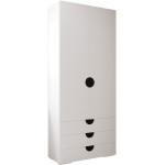 Ντουλάπα Inova IV 2D3SZ Δίφυλλη-Λευκό - Μαύρο