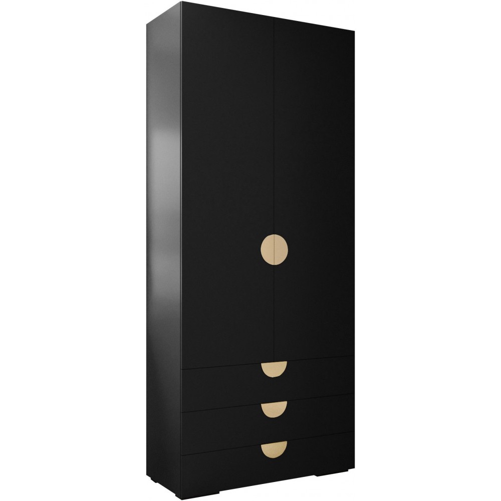 Ντουλάπα Inova IV 2D3SZ Δίφυλλη-Μαύρο - Χρυσό