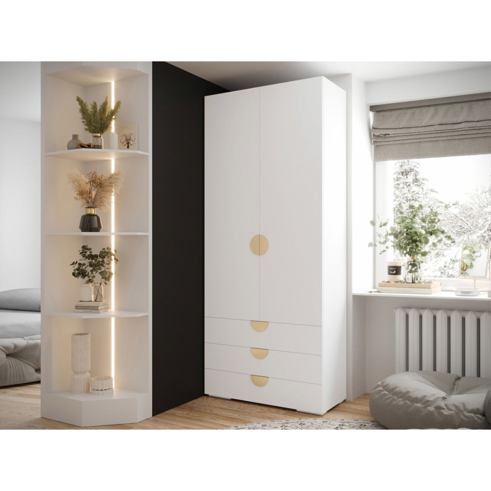 Ντουλάπα Inova IV 2D3SZ Δίφυλλη-Λευκό - Χρυσό