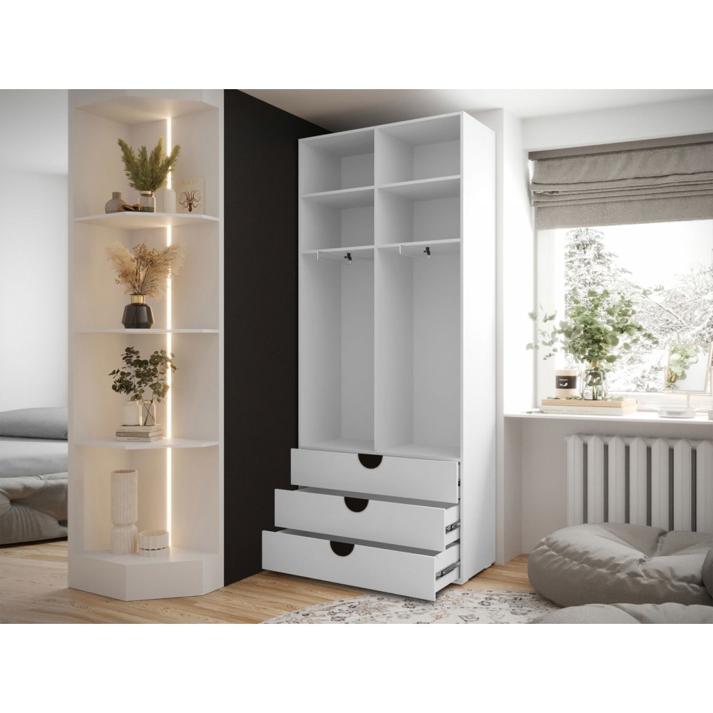 Ντουλάπα Inova IV 2D3SZ Δίφυλλη-Λευκό - Χρυσό