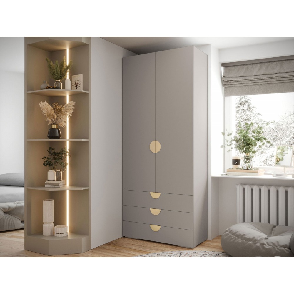 Ντουλάπα Inova IV 2D3SZ Δίφυλλη-Cashmere - Χρυσό