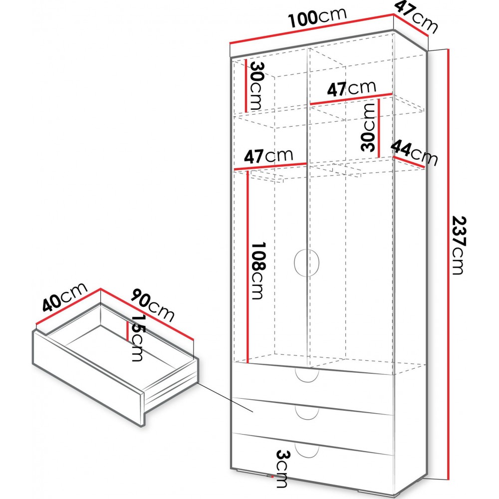 Ντουλάπα Inova IV 2D3SZ Δίφυλλη-Cashmere - Χρυσό