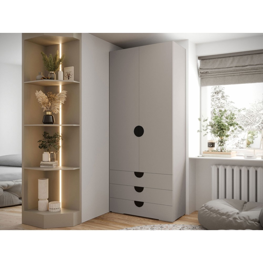 Ντουλάπα Inova IV 2D3SZ Δίφυλλη-Cashmere - Μαύρο