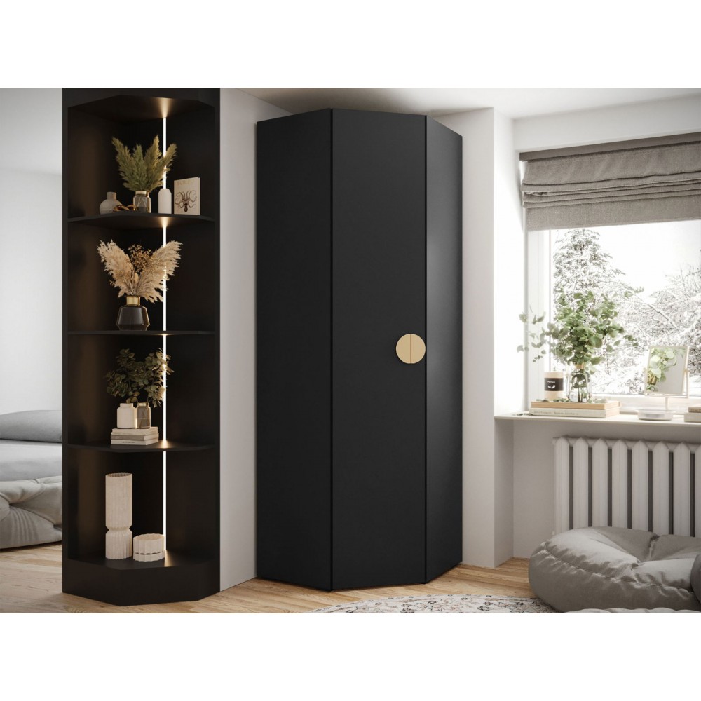 Γωνιακή Ντουλάπα Inova IV-Μαύρο - Χρυσό