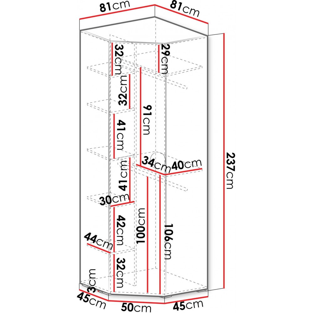 Γωνιακή Ντουλάπα Inova IV-Μαύρο - Χρυσό