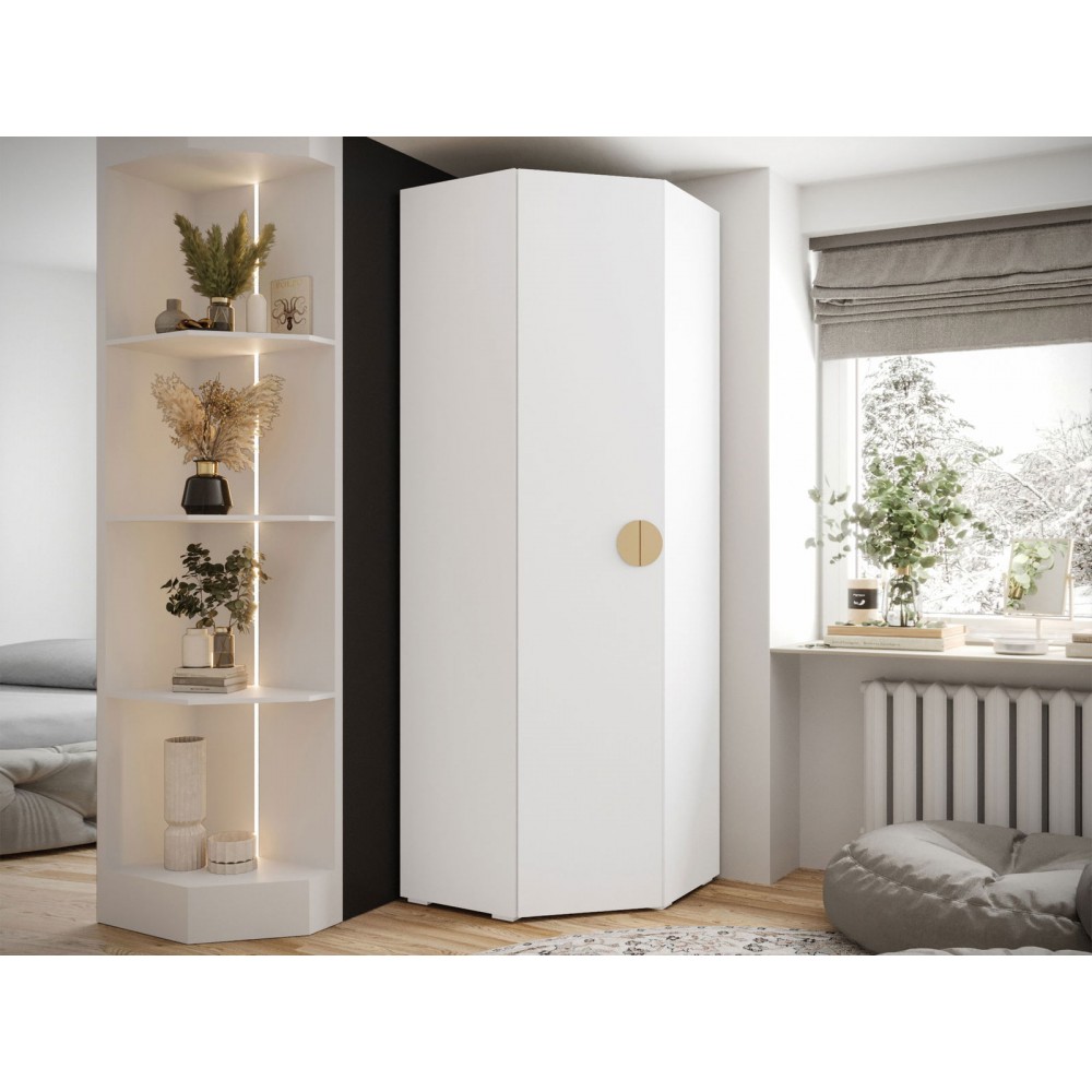 Γωνιακή Ντουλάπα Inova IV-Λευκό - Χρυσό