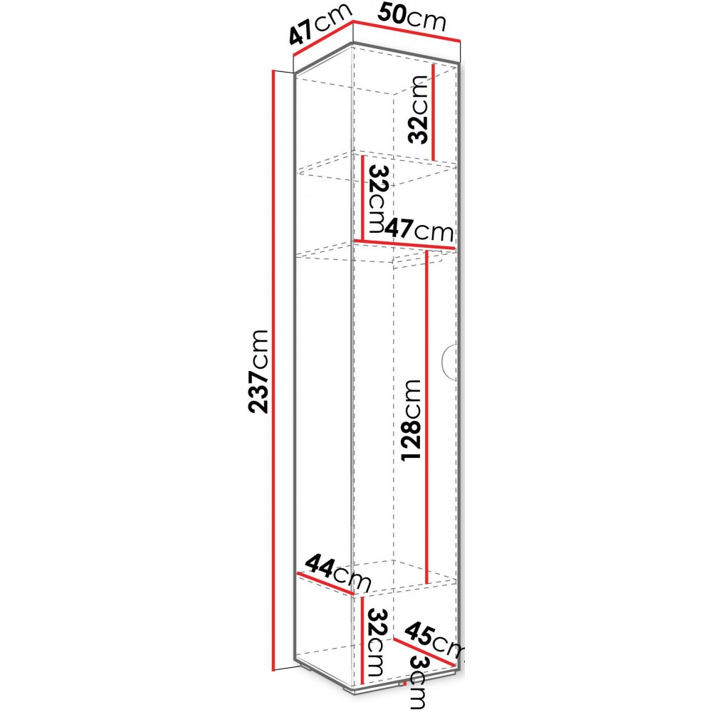 Ντουλάπα Inova IV 50 Μονόφυλλη-Cashmere - Χρυσό