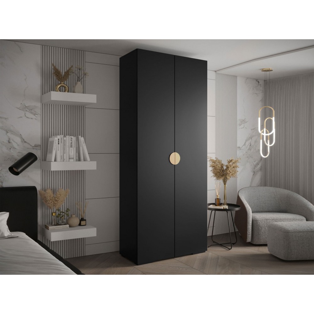 Ντουλάπα Inova IV 100 Δίφυλλη-Μαύρο - Χρυσό