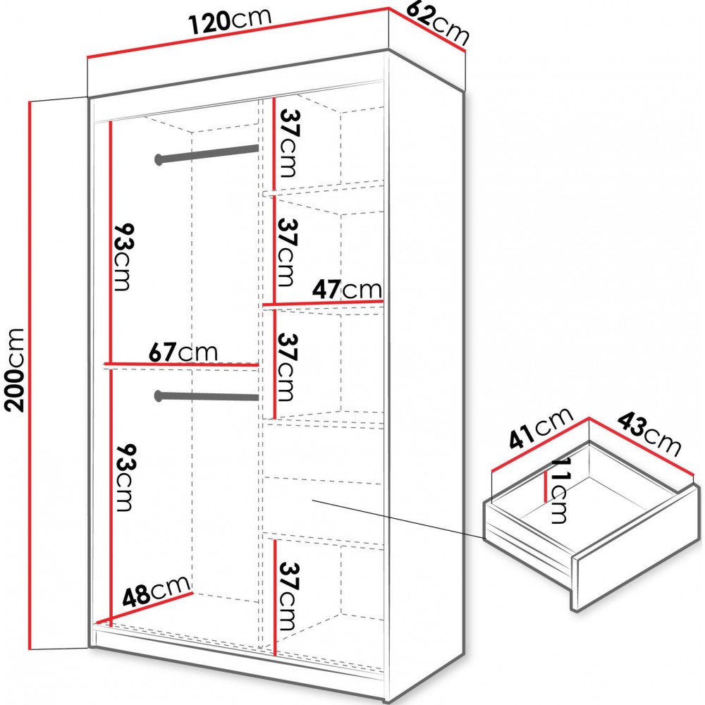 Ντουλάπα Spoti Συρόμενη-Φυσικό-Μήκος: 120εκ