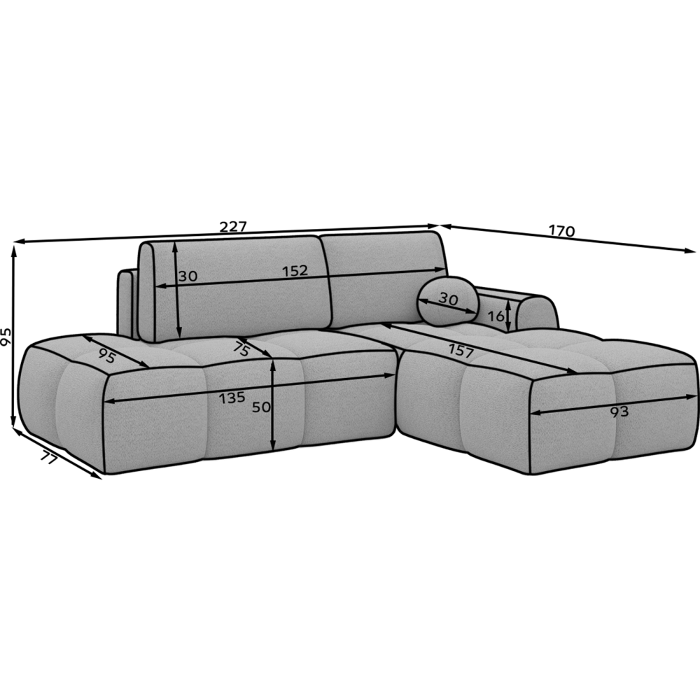 Γωνιακός Καναπές Vitalo-Μπεζ-Αριστερή