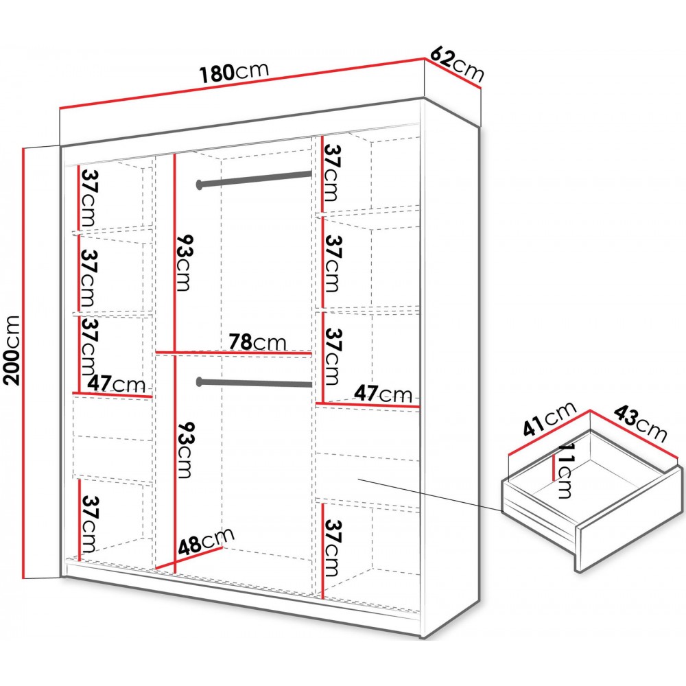 Ντουλάπα Spoti 180 Συρόμενη-Λευκό