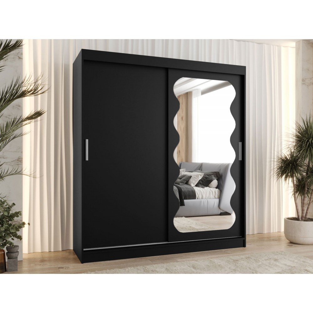 Ντουλάπα Spoti 180 Συρόμενη-Μαύρο