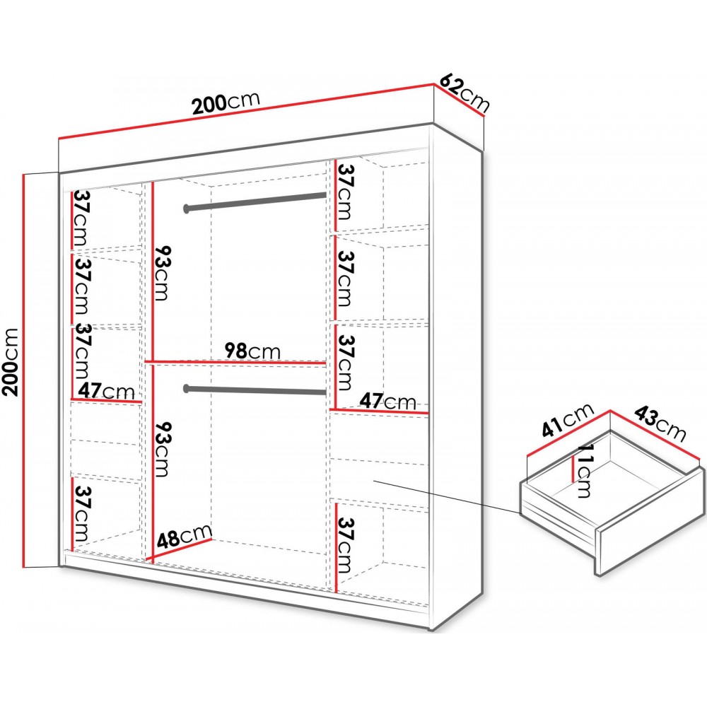 Ντουλάπα Spoti 200 Συρόμενη-Λευκό