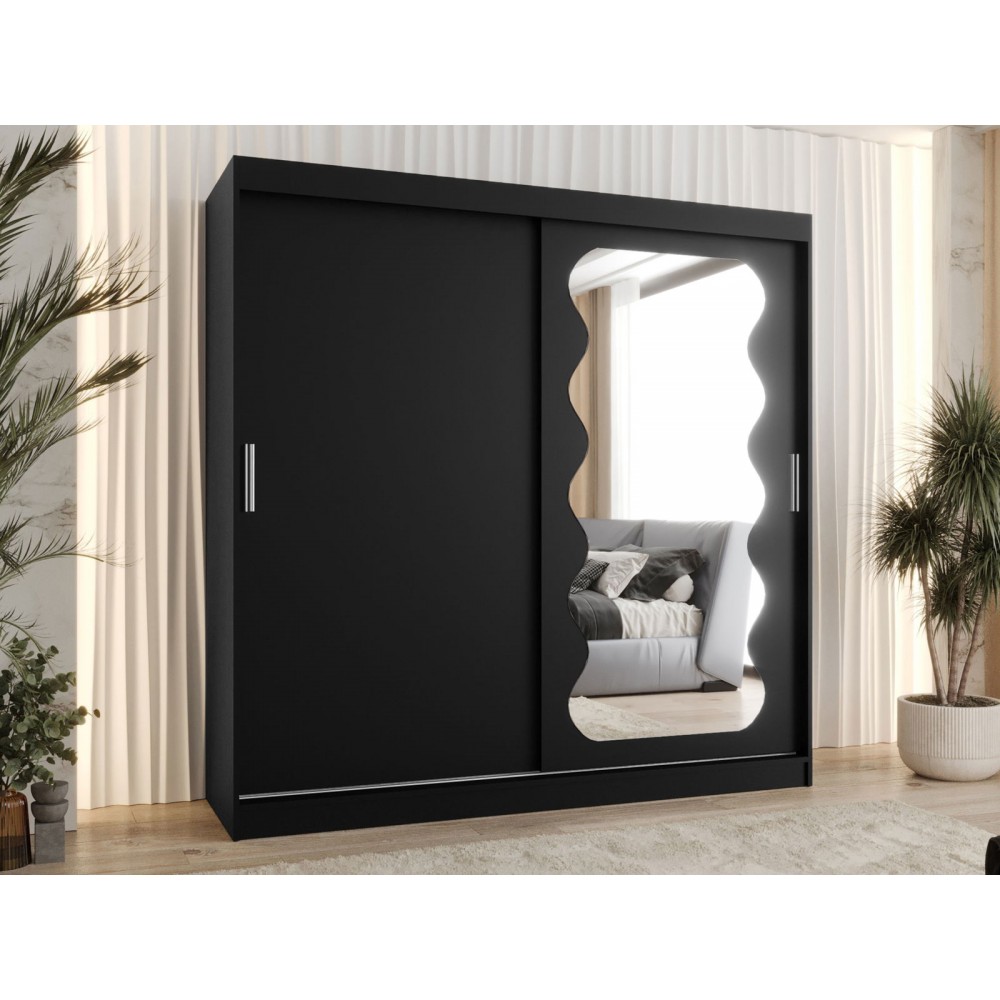 Ντουλάπα Spoti 200 Συρόμενη-Μαύρο