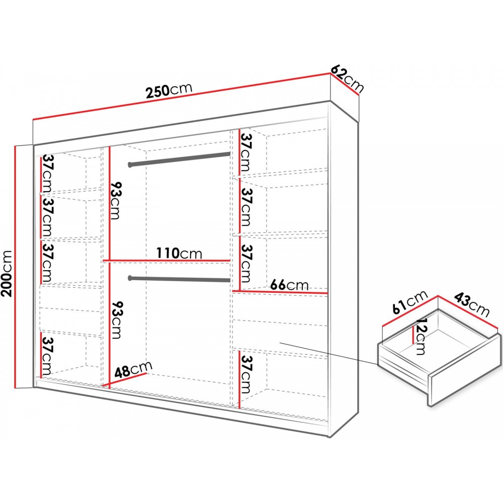 Ντουλάπα Spoti 250 Συρόμενη-Cashmere