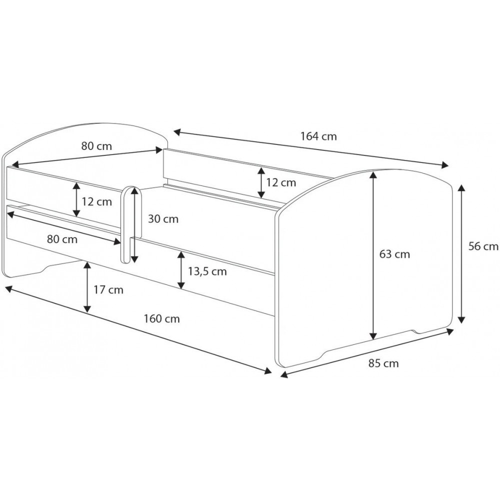 Παιδικό Κρεβάτι Belossi I-Λευκό-160 x 80-Χωρίς προστατευτικό