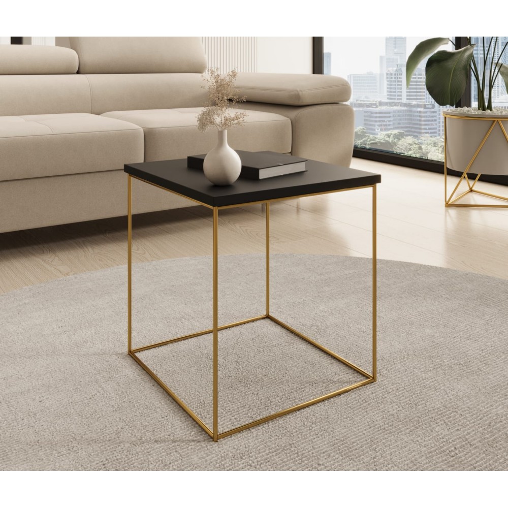 Βοηθητικό τραπεζάκι Dente mini-Μαύρο - Χρυσό 40x40x43