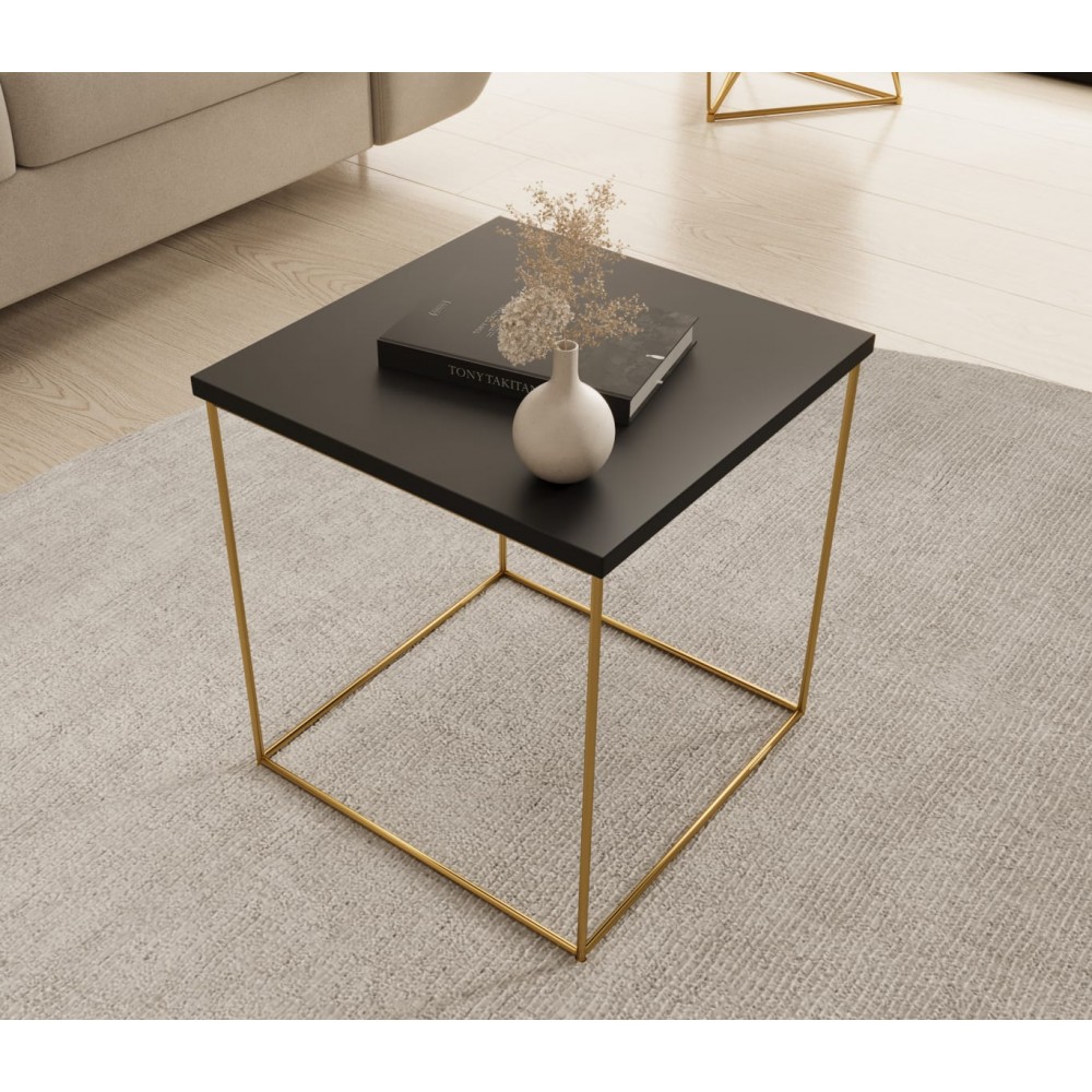 Βοηθητικό τραπεζάκι Dente mini-Μαύρο - Χρυσό 40x40x43