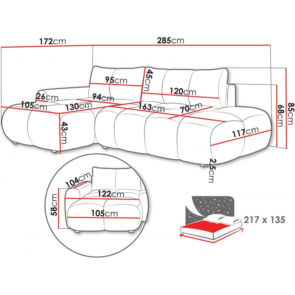 Γωνιακός καναπές Mitto I-Εκρού-Δεξιά