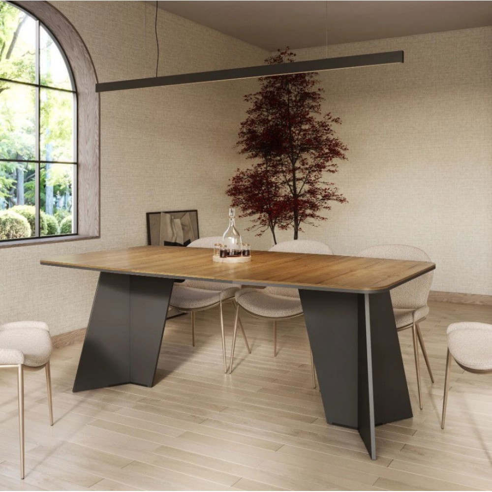 Τραπέζι Moneto Επεκτεινόμενο-Καφέ Σκούρο