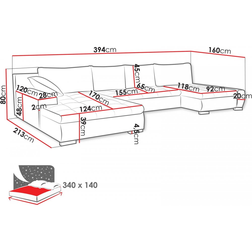 Γωνιακός καναπές Caro-Μπεζ
