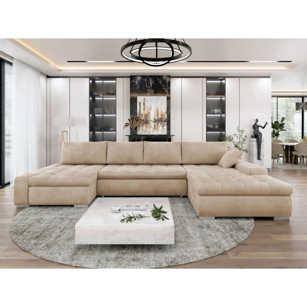 Γωνιακός καναπές Caro-Μπεζ