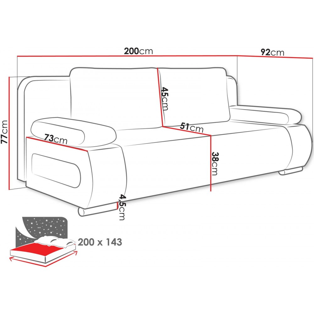 Καναπές - κρεβάτι Emma-Γκρι Ανοιχτό