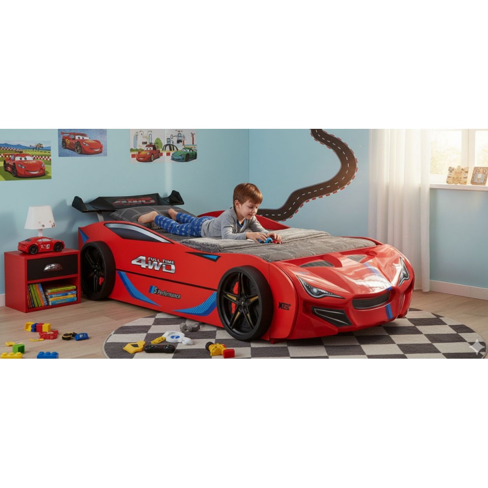 Παιδικό Κρεβάτι Turbo GT Duo-Κόκκινο