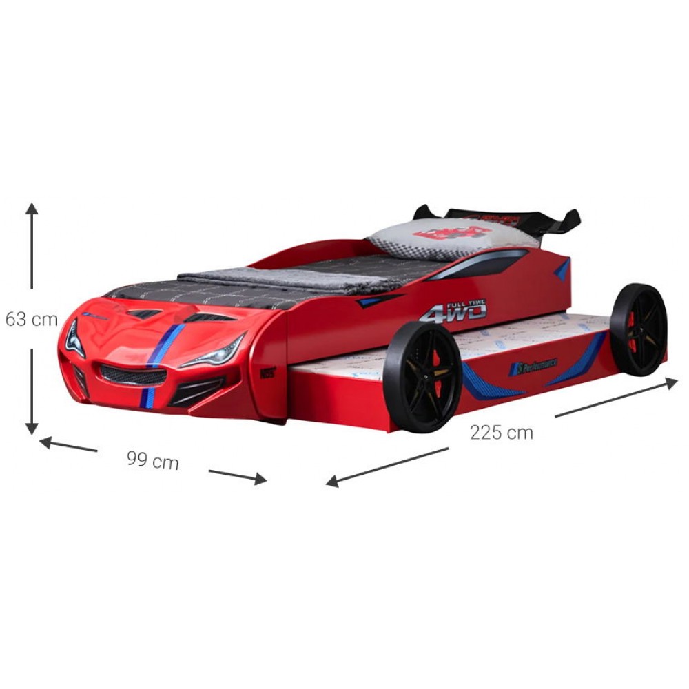 Παιδικό Κρεβάτι Turbo GT Duo-Κόκκινο