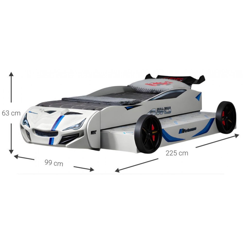 Παιδικό Κρεβάτι Turbo GT Duo-Λευκό