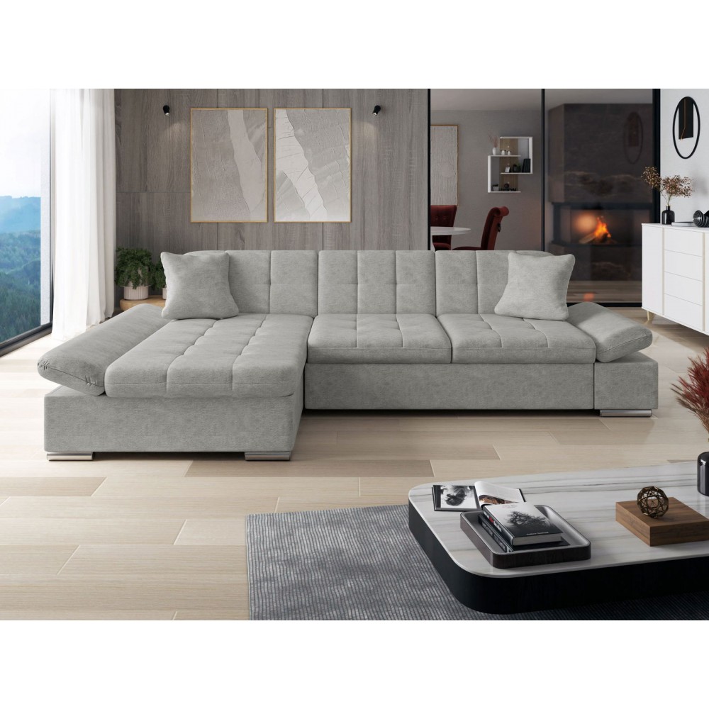 Γωνιακός καναπές Malwi-Γκρι Ανοιχτό-Αριστερή